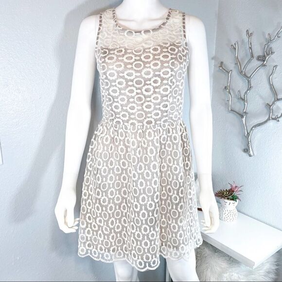 TEA N ROSE Spun Sugar Dress Formal Beige Lacey Feminine Rustic Women's Medium - Picture 11 of 11